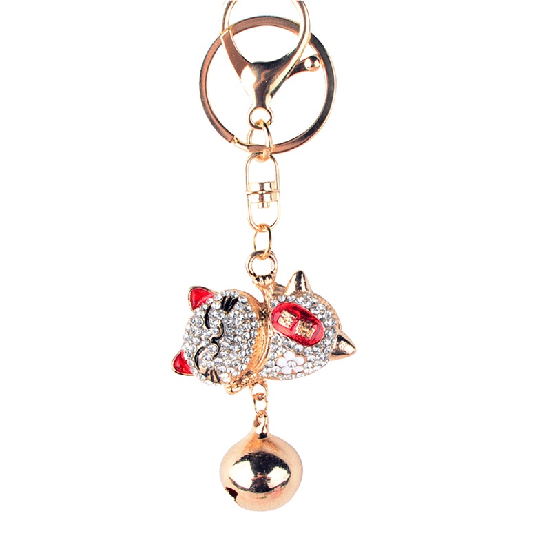 Móc Khóa Hợp Kim Hình Mèo Hoạt Hình Đính Đá Sáng Tạo