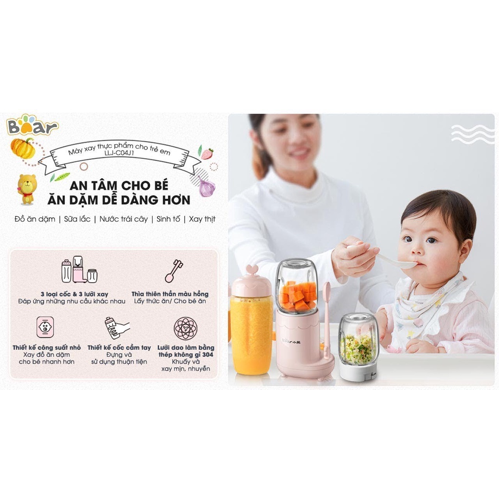 [BẢN QUỐC TẾ] Máy Xay BEAR 3 Cối Thủy Tinh LLJ-C04J1