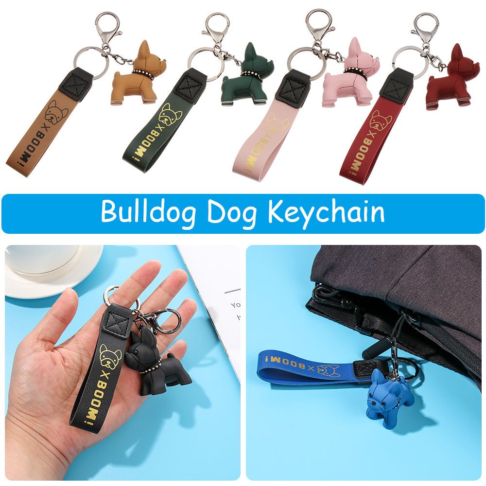 Móc khóa chống thấm nước họa tiết chú chó bull dễ thương nhiều màu sắc