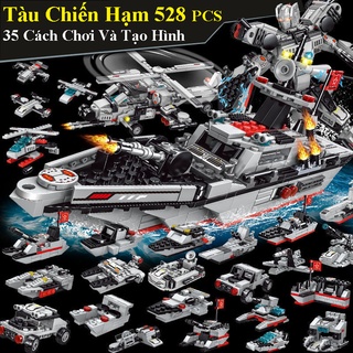 [528 CHI TIẾT-35 Tạo Hình] BỘ ĐỒ CHƠI XẾP HÌNH Tàu CHIẾN HẠM, TÀU THUYỀN, OTO, ROBOT BIẾN HÌNH