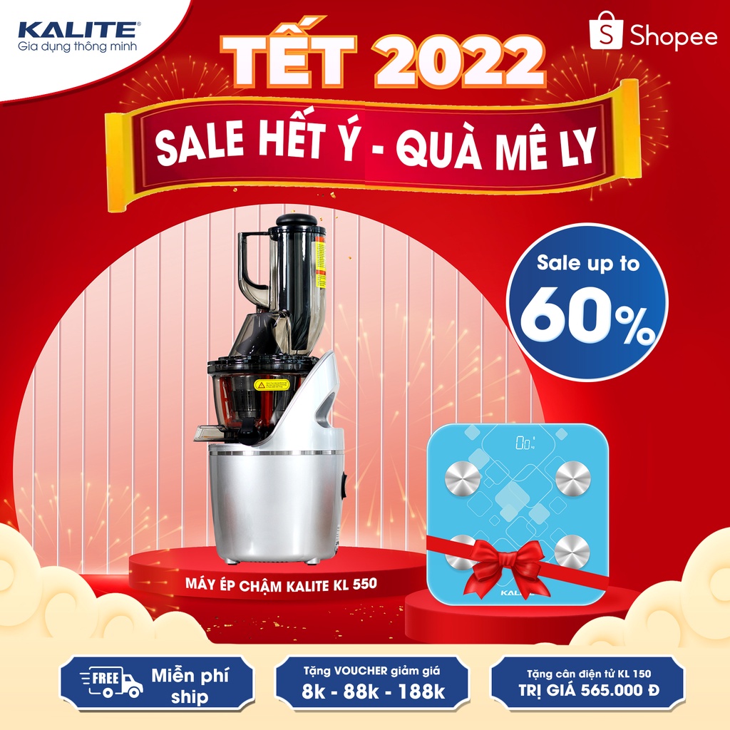 [Mã ELHA22 giảm 5% đơn 300K] Máy ép chậm Kalite KL 550 dung tích 400ml ép hoa quả kiệt bã 240W