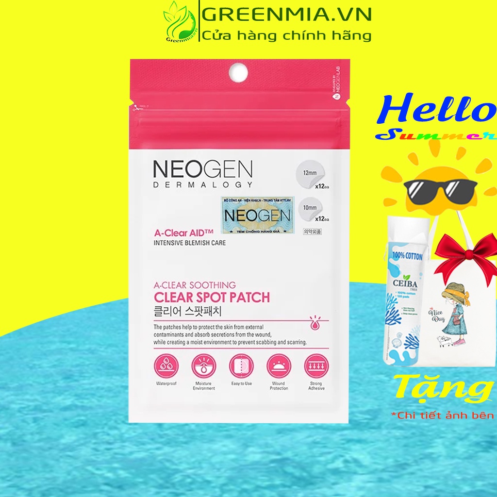 Miếng Dán Mụn Neogen Dermalogy A-Clear Soothing Spot Patch 24 Miếng 2 Kích Thước Bám Dính Cực Tốt [NHẬP KHẨU CHÍNH HÃNG]