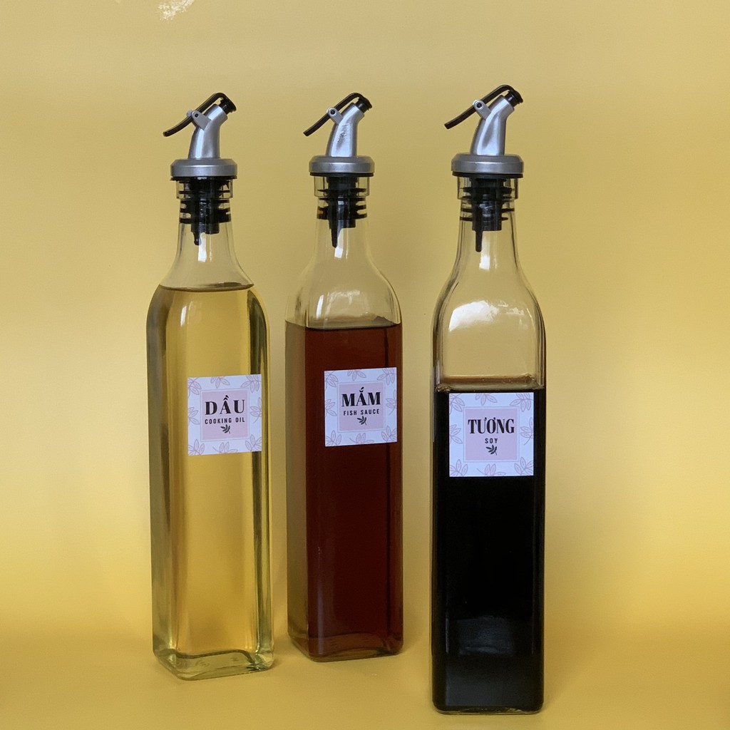 Bộ 3 Chai đựng gia vị 🍅TẶNG TEM DÁN🍅 Chai chiết dầu ăn , nước mắm chất lỏng bằng thủy tinh | BigBuy360 - bigbuy360.vn