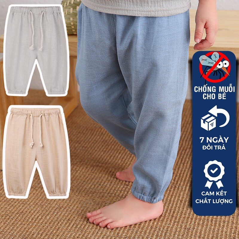 Quần đũi cho bé trai và bé gái thoáng mát, mềm mịn. Kiểu dáng Jogger, chống muỗi.