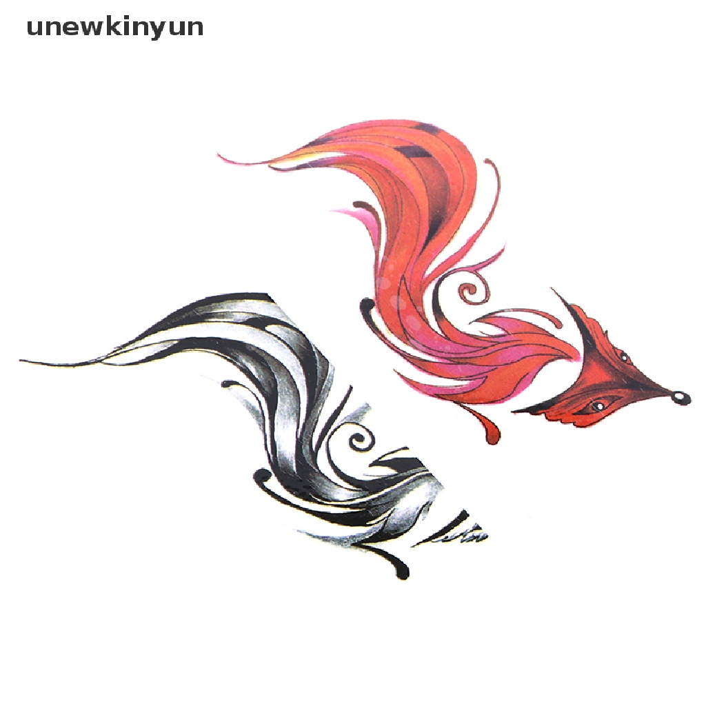 Set 2 Hình Xăm Dán Tạm Thời Chống Nước Hình Cáo Màu Đỏ Đen Dành Cho Nữ