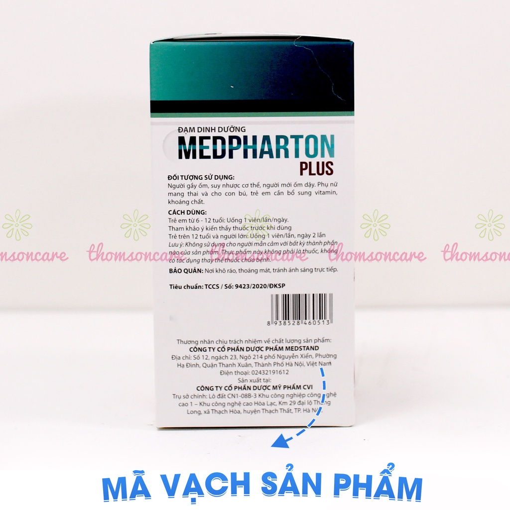 Đạm dinh dưỡng Medpharton Plus Bổ sung vitamin Hộp 60v - Tăng sức đề kháng, giúp ăn ngon - từ Whey Protein