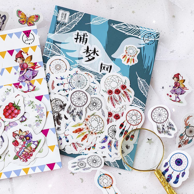 Túi 45 hình dán, sticker trang trí sổ dream catcher