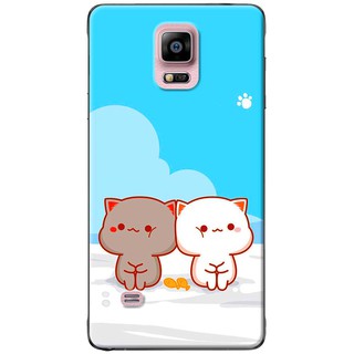 Ốp lưng Samsung Note 4, Note 5, Note 8, Note 9 Mèo mập nền xanh