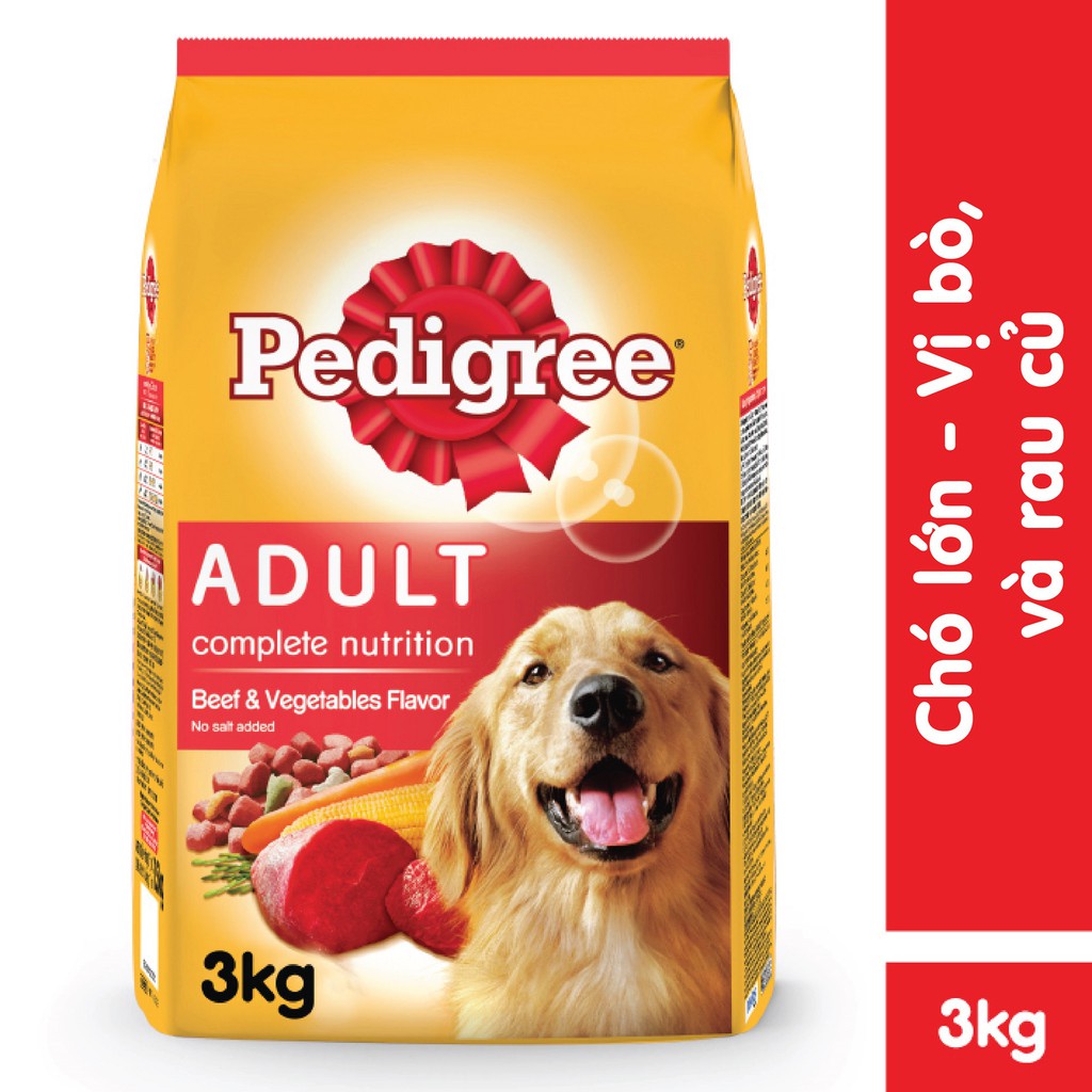 Thức ăn hạt cho chó trưởng thàng Pedigree vị bò 3kg