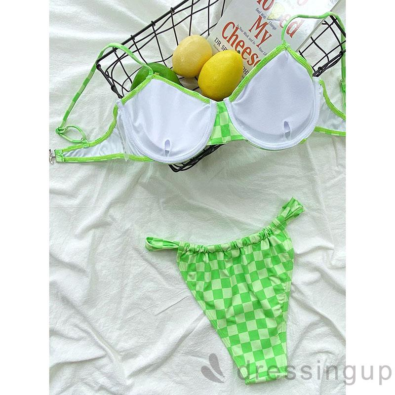 Bộ bikini 2 mảnh không tay lưng cao họa tiết sọc caro quyến rũ cho nữ
 | BigBuy360 - bigbuy360.vn