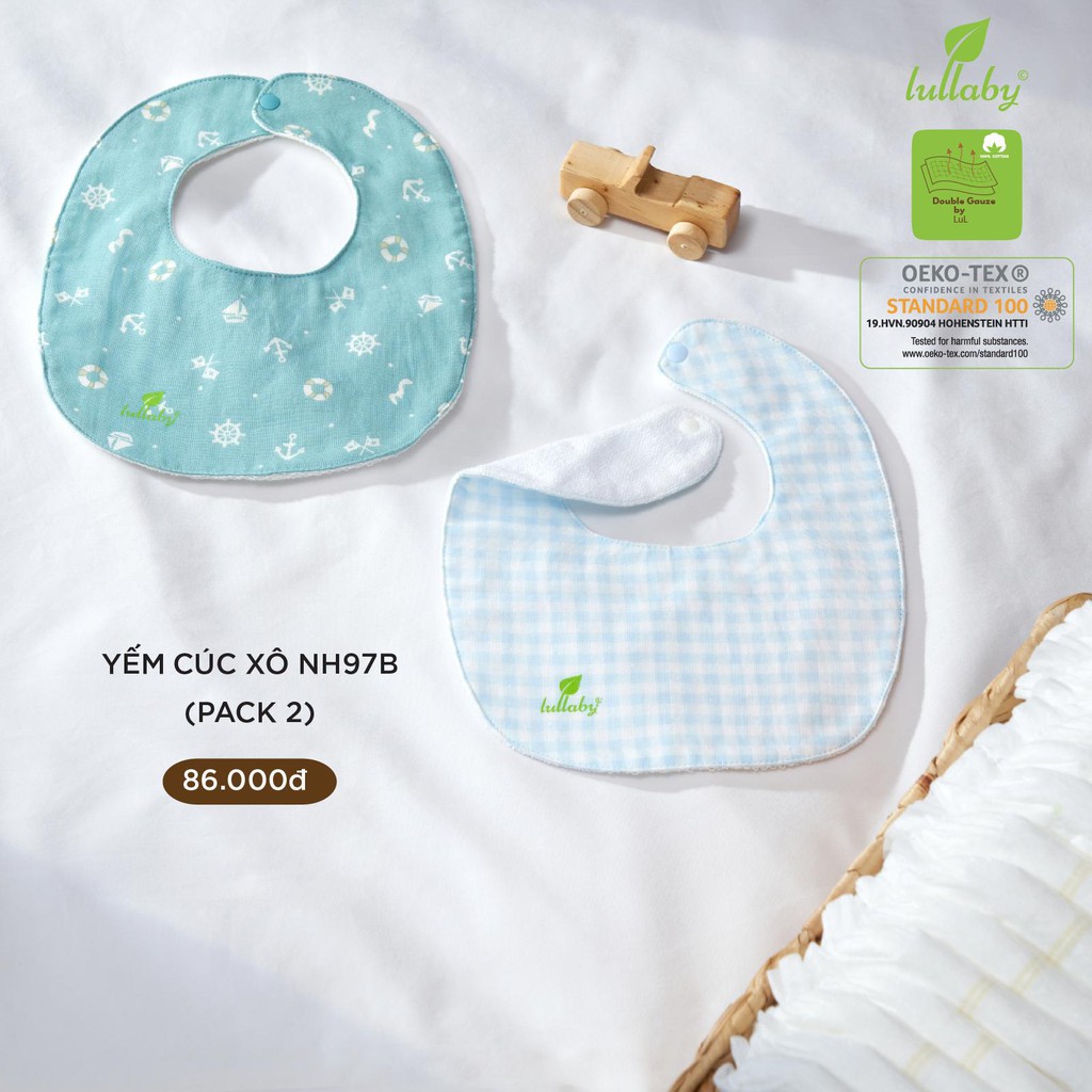 [Mã FASHIONXANH194 giảm 100% đơn 50K] Set 2 yếm Lullaby vải xô cúc bấm ( 3M - 2Y )