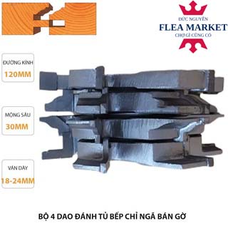 MŨI SOI GỖ - BỘ 4 DAO ĐÁNH TỦ BẾP CHỈ NGÃ CÓ GỜ 4 CÁNH PHI 120MM TRỤC 25.4MM -30MM. MŨI PHAY GỖ - PHỤ KIỆN NGÀNH MỘC