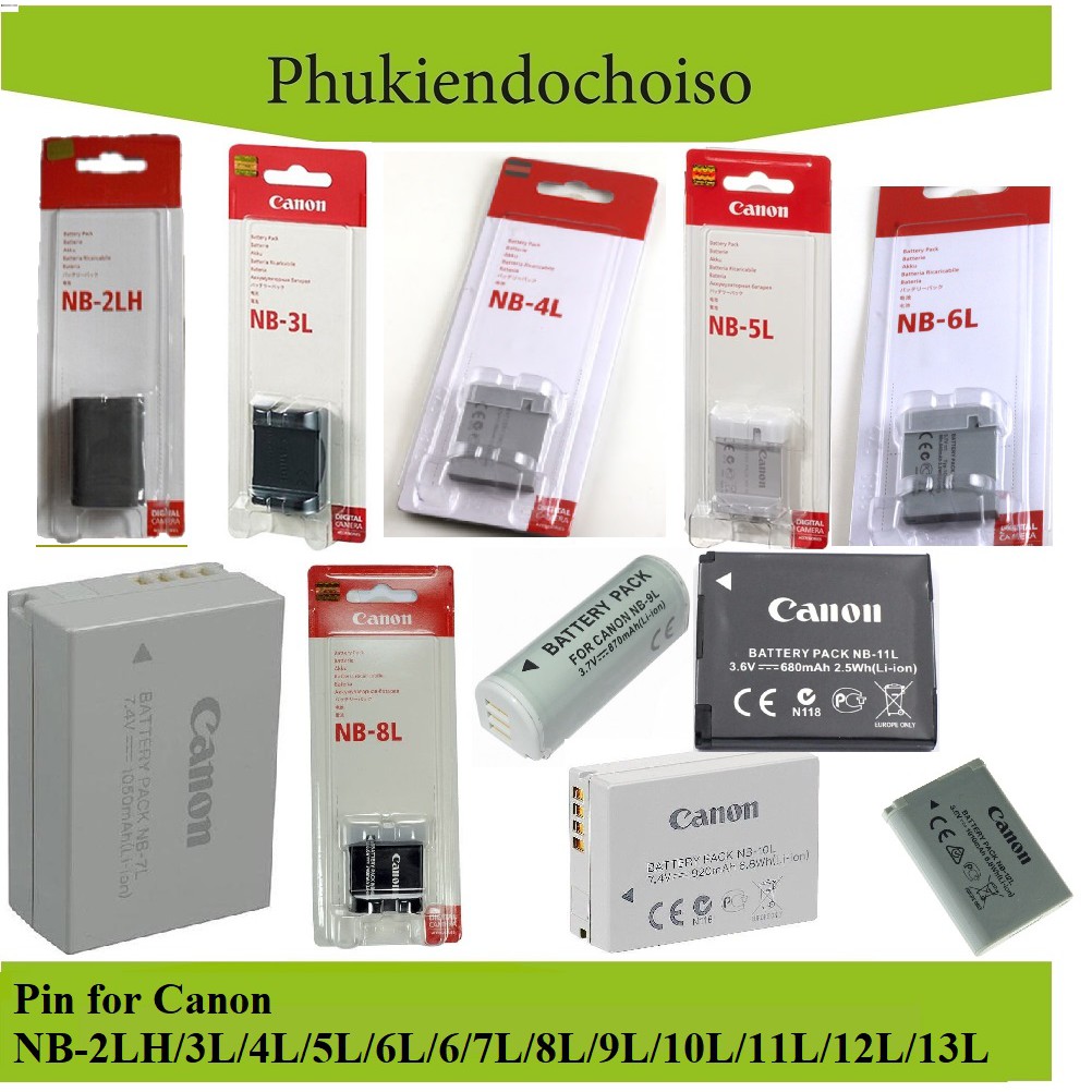 Pin máy ảnh du lịch Canon NB-1L/2L/3L/4L/5L/6L/7L/8L/9L/10L/11L/12L/13L