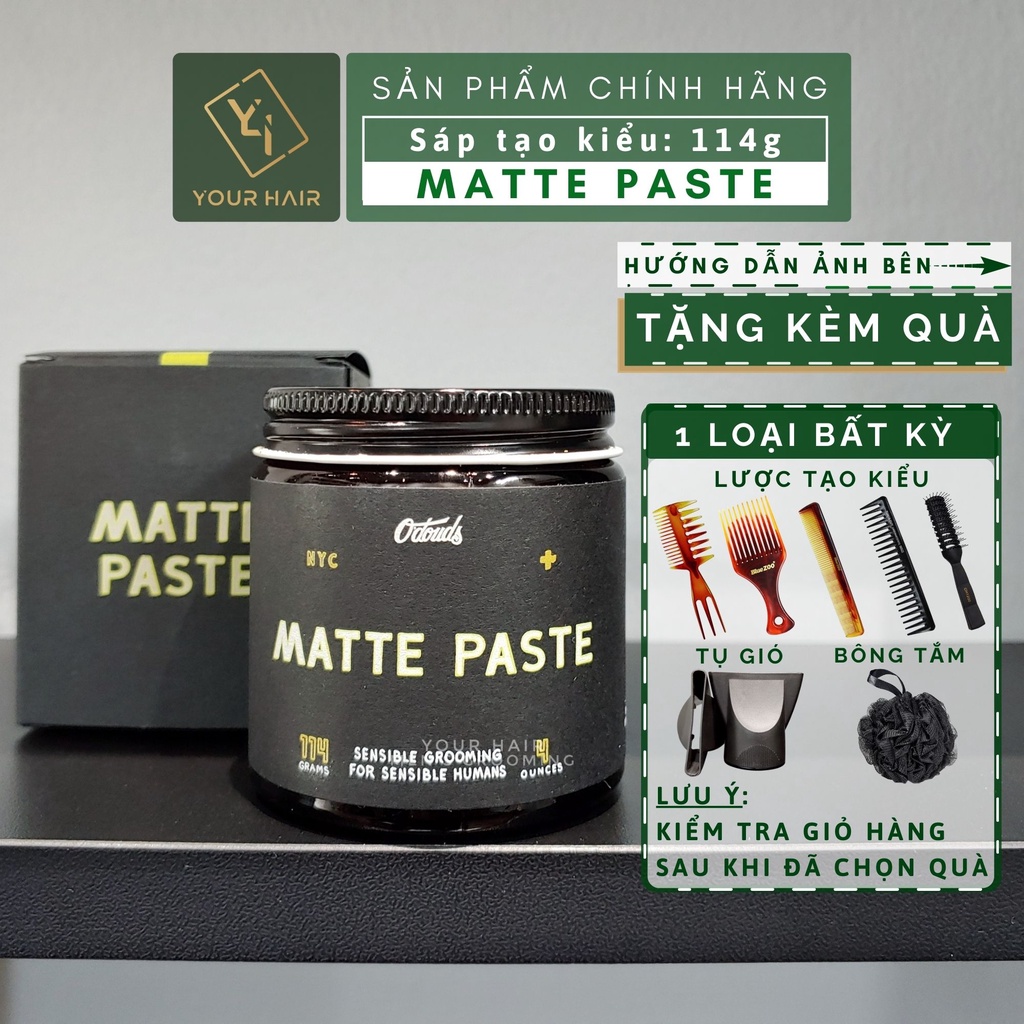 [Tặng Lược] Sáp vuốt tóc O'douds Matte Paste - 114g - Chính hãng USA - Bản mới nhất