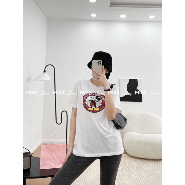 Áo Thun Nữ Mickey Zara xịn thun cotton mịn mát phom áo suông rộng vừa xinh lắm