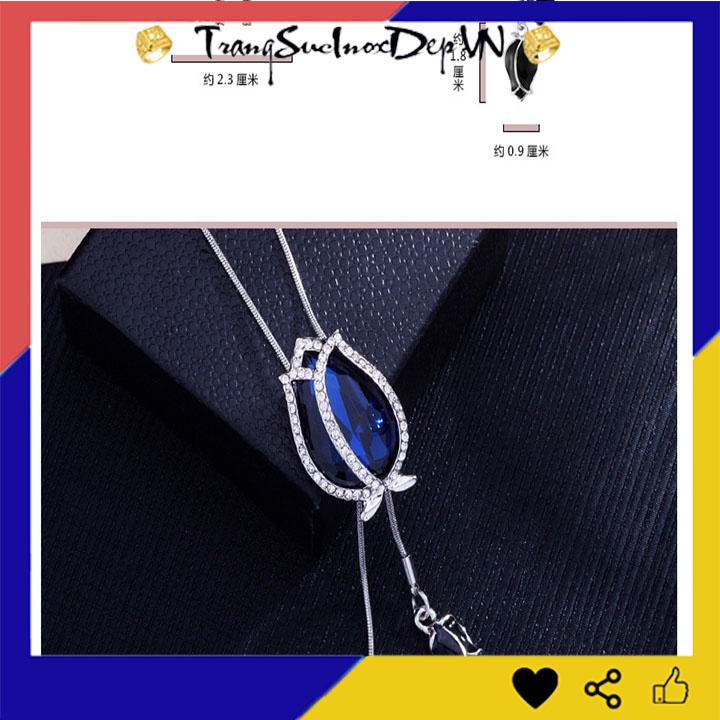 Dây chuyền nữ phong cách Hàn Quốc rớt hoa tulip xanh dương kiểu dài siêu đẹp hợp thời trang, mang phong cách, dễ phối đồ