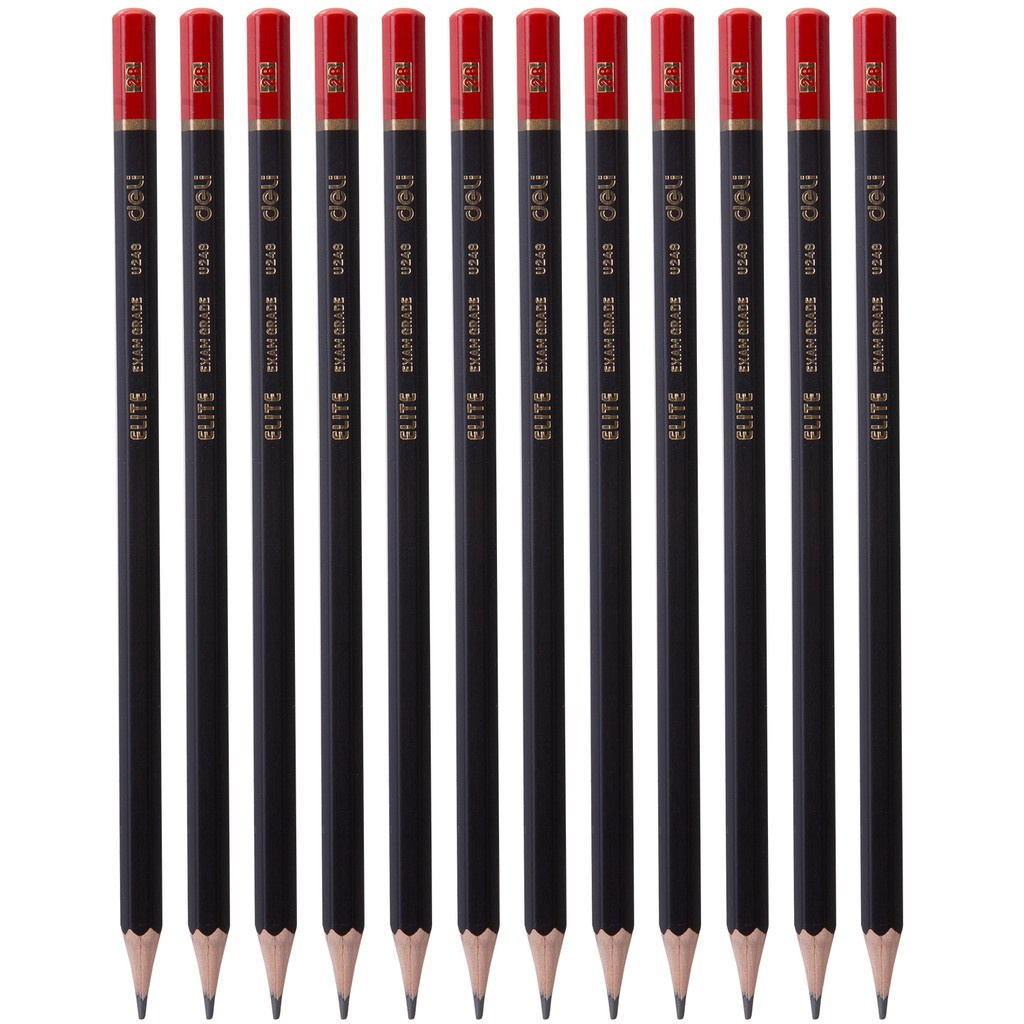Bút chì 2B Deli - thân bút lục giác - màu Đen và đỏ - 12 cây/hộp - CU24820