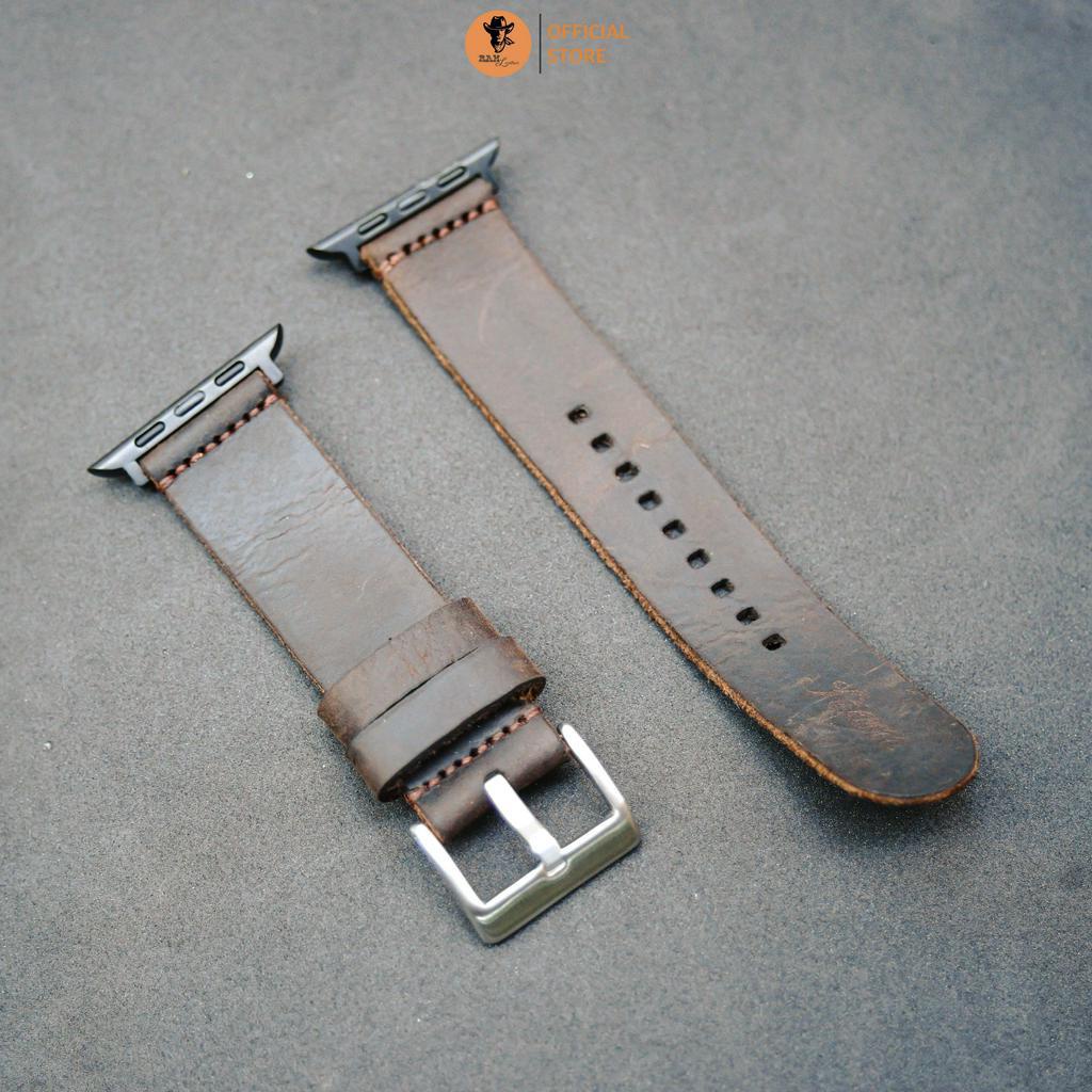 Dây đồng hồ Apple Watch , Iwatch , Iphone Watch Da Bò Nâu Đất RAM Leather Simple 1  Bền Đẹp