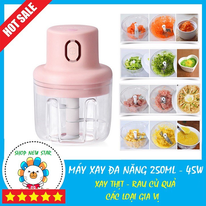 Máy Xay Mini Sạc Điện [ 𝒄𝒐́ 𝒔𝒂̣𝒄 𝑼𝑺𝑩 ] Nhỏ Gọn Tiện Ích Dễ Sử Dụng Xay Hành Tỏi Rau Củ Quả ,Dung tích 250ml