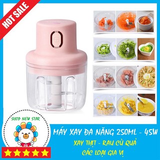 Máy Xay Mini Sạc Điện, Có Cổng Sạc Usb, Xay Hành, Tỏi, Rau Củ Quả (Tặng móc dán tường siêu dính)