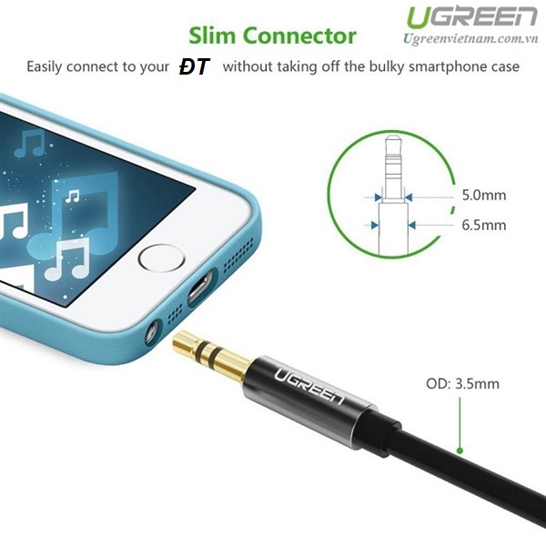 Dây Loa 2 đầu 3.5mm , Dây loa 1 ra 1 Dài 1m đến 3m  CAO CẤP Ugreen 10733 10734 10735 10736  - Hàng Chính hãng