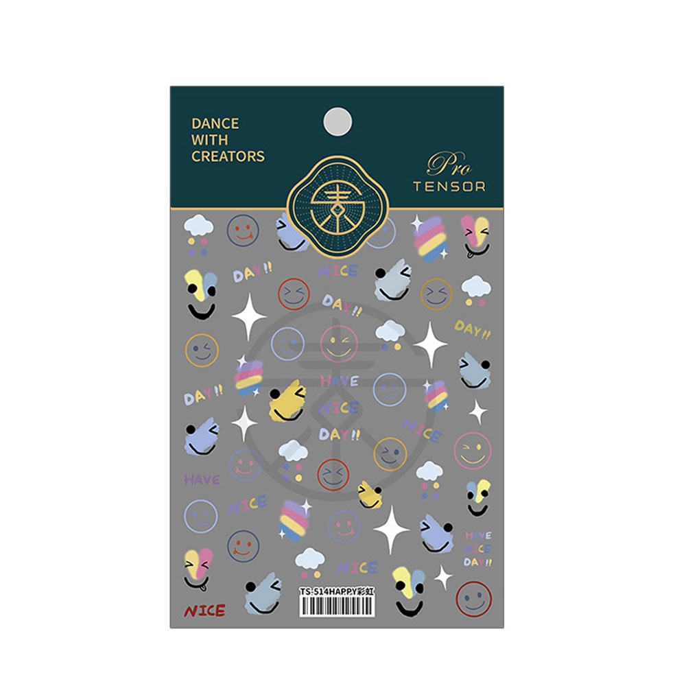 Miếng Dán Trang Trí Móng Tay Hình Mặt Cười / Ngôi Sao 5d Nhiều Màu Sắc Phong Cách Nhật Bản Mới