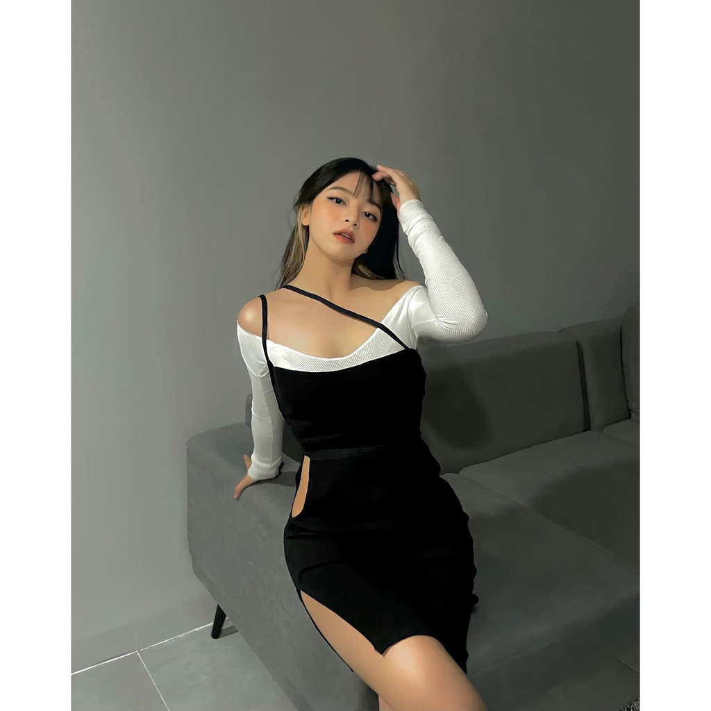 VINTAGEGOUT SET ĐẦM KHOÉT MỘT BÊN | BigBuy360 - bigbuy360.vn