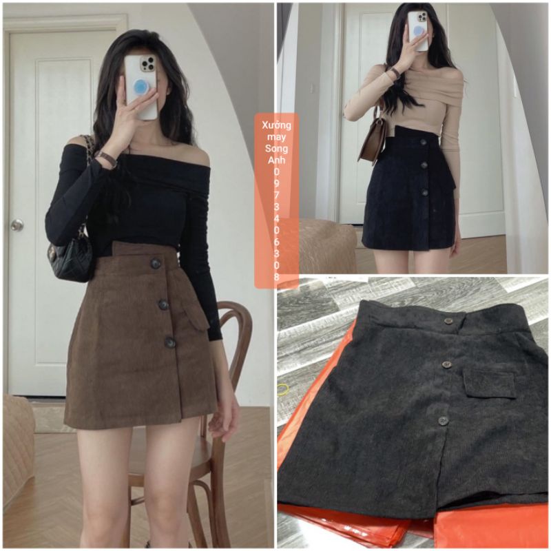 Chân váy chữ a lưng cao THU ĐÔNG NỮ