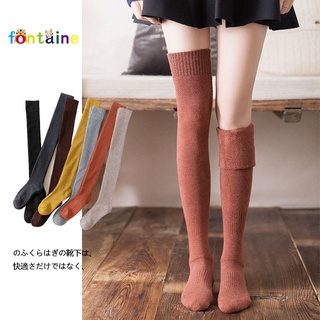 Vớ cổ cao qua đùi màu trơn bằng cotton giữ nhiệt nhiều màu cho nữ