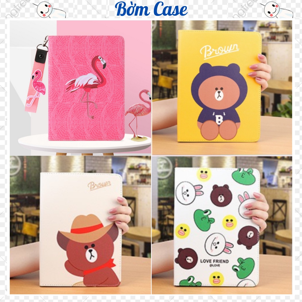 Case ipad Silicon Brown Gấu cute ốp ipad Air 1,2,3 - Gen 5,6,7,8,9 - Pro 11,9.7,10.5...BỜM CASE