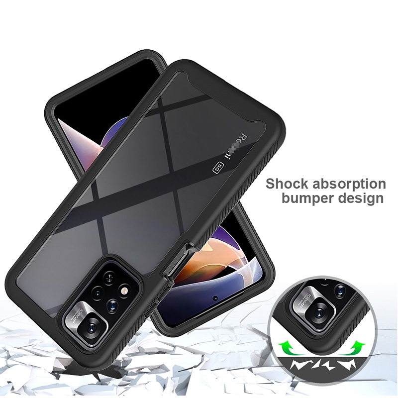 Ốp Điện Thoại Trong Suốt Bảo Vệ Toàn Diện 360 Độ Kèm Miếng Dán Màn Hình PET Cho Xiaomi Redmi Note 11 Pro Plus 5G
