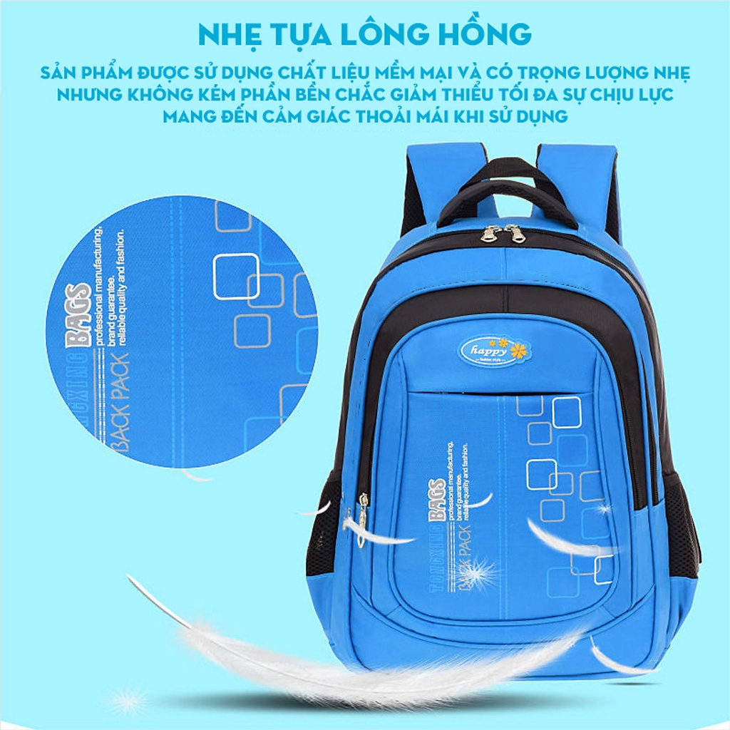 Cặp Học Sinh cấp 1, 2 nam nữ Chống Gù Chống Thấm Siêu Nhẹ, balo cho bé trai gái tiểu học, trung học