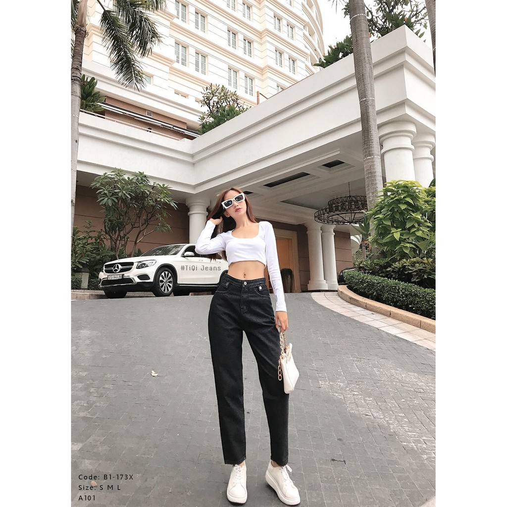 Quần baggy jean nữ lưng cao phong cách ulzzang hàn quốc QJB01