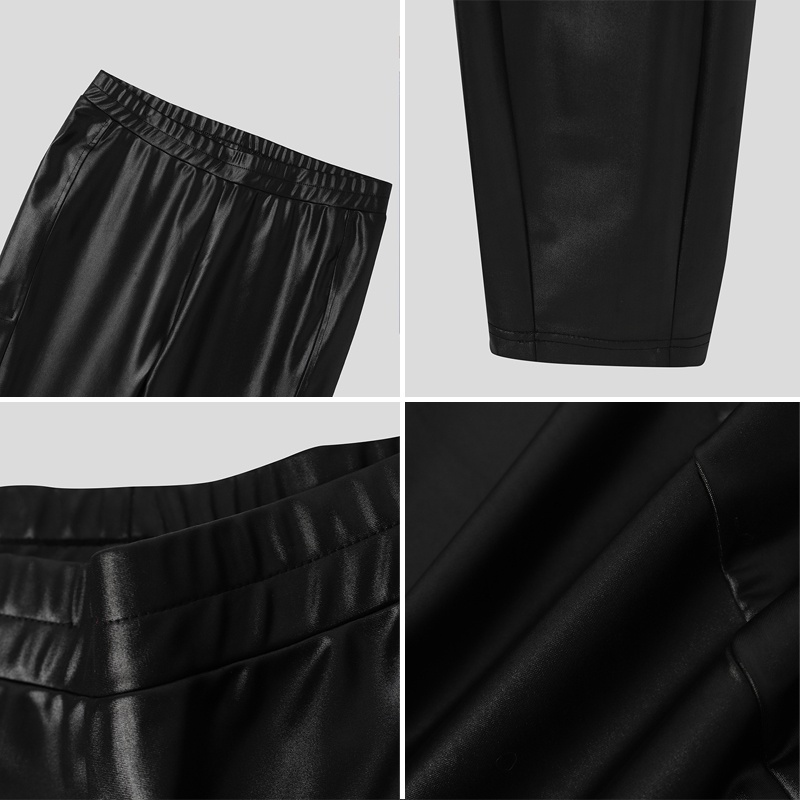 Quần da lưng thun dáng ôm thời trang cho nam