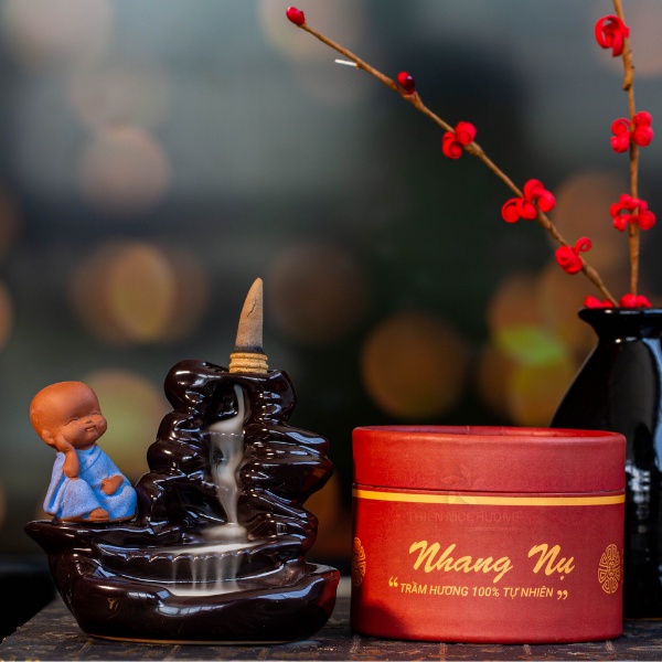 Nụ trầm hương cao cấp tặng 1 thác khói trầm hương khói ngược THIÊN MỘC HƯƠNG hộp 40 nụ 16 năm