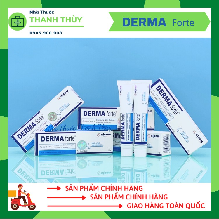 DERMA FORTE Gel [Tuýp 15g] Giảm Mụn Trứng Cá, Ngừa Thâm, Mờ Sẹo, Đem Lại Làn Da Luôn Trắng Hồng, Mịn Màng