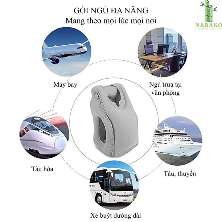 [SIÊU MỀM MẠI] Gối Ngủ Văn Phòng, Máy Bay, Gối Ngủ Bơm Hơi Gấp Gọn Cầm Tay, Trên Máy Bay, Ô Tô - Nabako