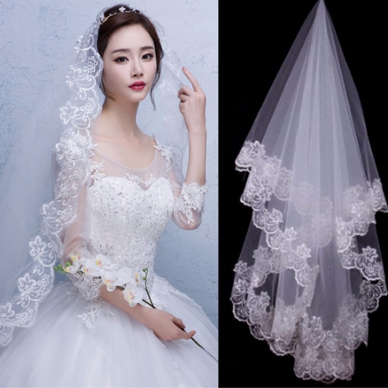 Mạng Che Mặt Vải Tuyn Phối Ren 1.5m Kiểu Pháp Trang Nhã Cho Cô Dâu