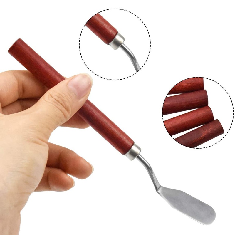 Bộ dao trộn màu vẽ tranh sơn dầu bằng thép không gỉ tay cầm gỗ chắc chắn tiện lợi