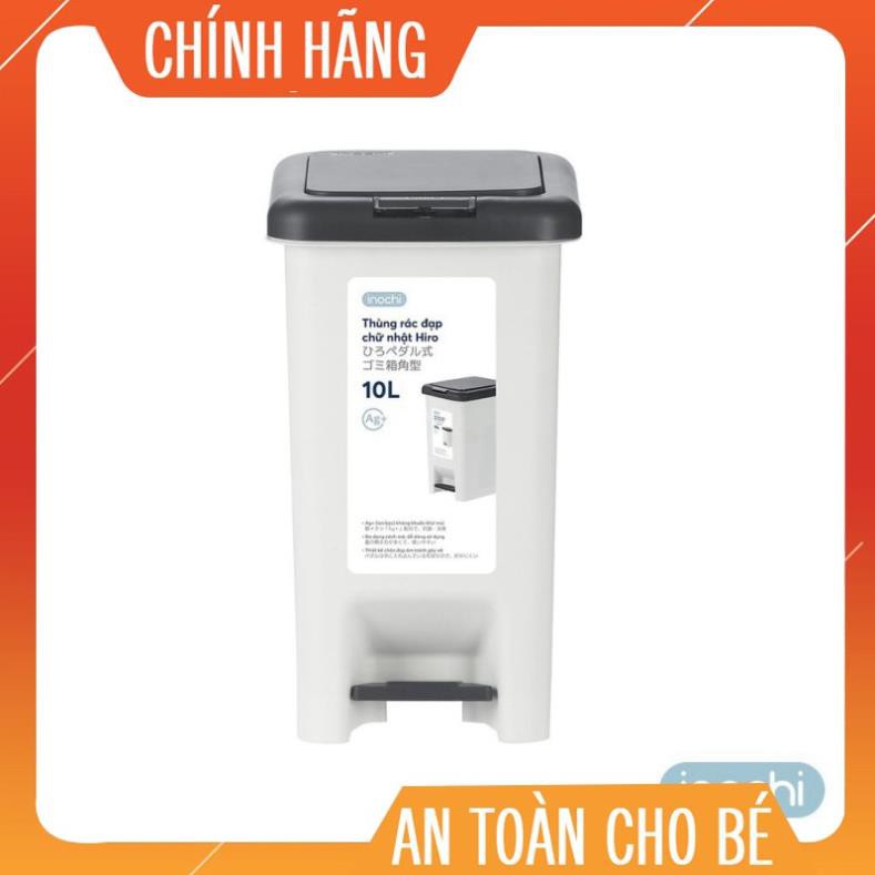 Thùng rác đạp chữ nhật Inochi 10L (tiêu chuẩn Nhật Bản)