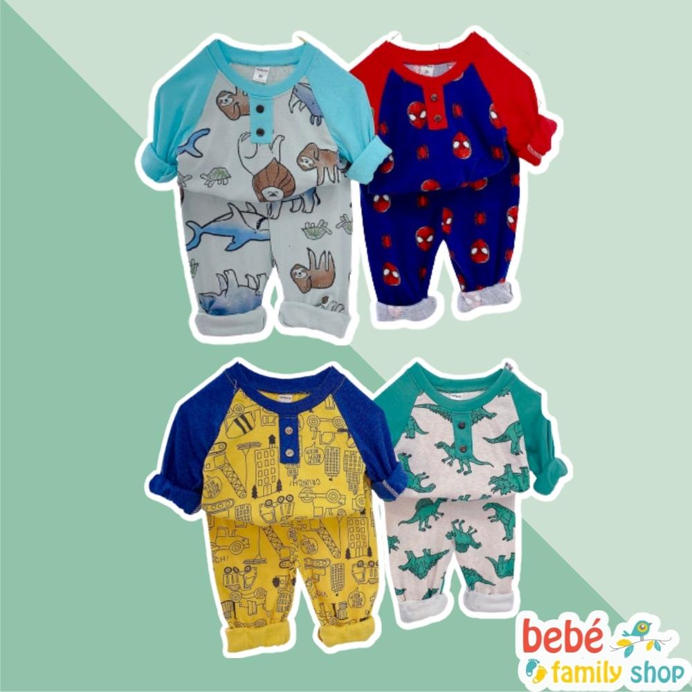 Bộ đồ dài tay bé trai thun cotton bozip Đồ ngủ bé trai 1 đến 2 3 4 5 tuổi - STDA