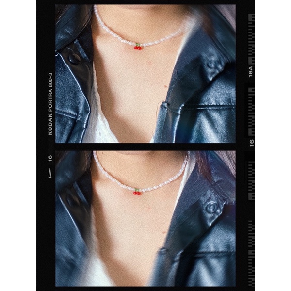 Dây chuyền hạt cườm hình cherry dễ thương