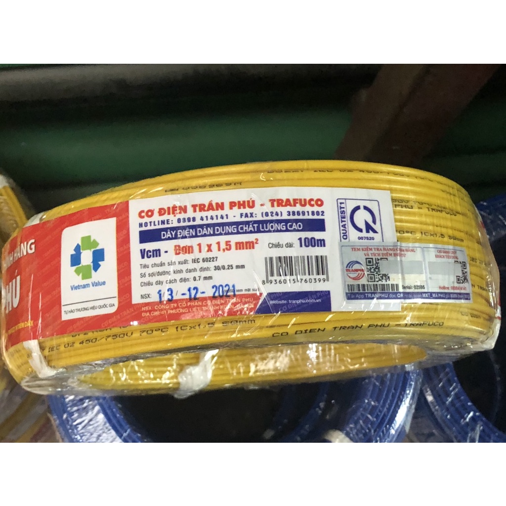 Dây điện Trần Phú - dây đơn 1x1, 1x1.5, 1x2.5 - Minh Hùng