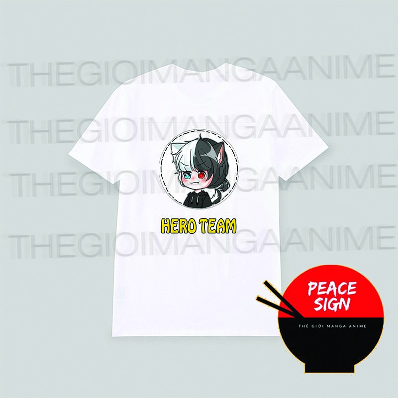 Áo thun phông trắng in hình HERO TEAM Mr Vịt Mèo Simmy Phong Cận Siro Kairon Timmy Kamui Sammy Đào anime chibi
