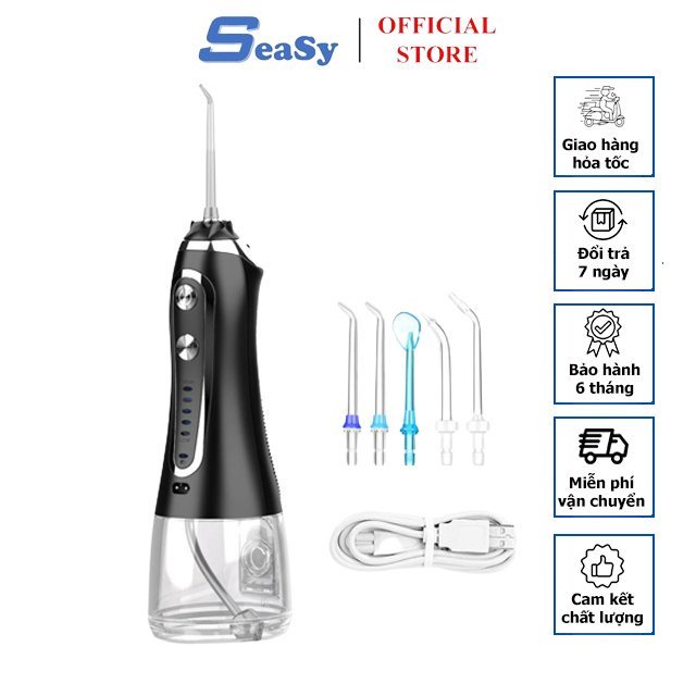 Máy tăm nước du lịch cầm tay SeaSy SS33 Pro cao cấp chống nước với 5 chế độ chăm sóc răng miệng
