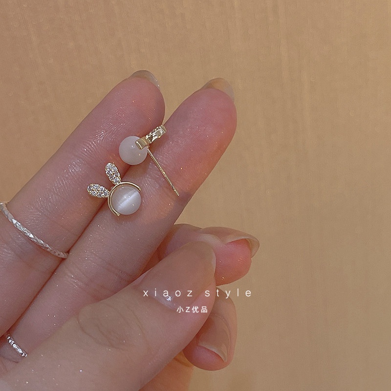 Bông tai thỏ nhỏ dễ thương được mạ bạc 925 dành cho phụ nữ