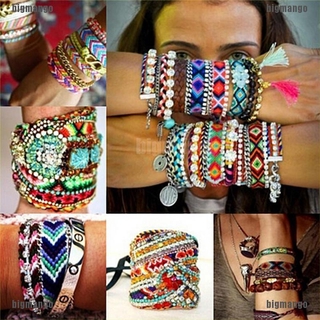 Vòng Tay Tình Bạn Bện Dây Thừng Thêu Họa Tiết Phong Cách Hippy Boho