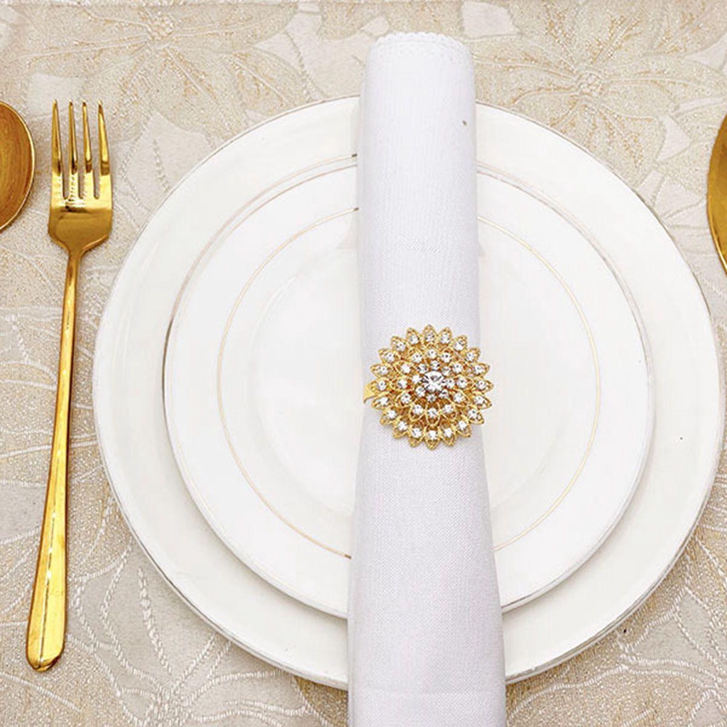 ELEGANT Nhẫn Giữ Khăn Ăn Đính Đá Sang Trọng