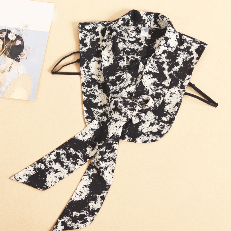 Cổ Áo Sơ Mi Giả Nhiều Lớp Họa Tiết Mực In Dành Cho Nữ