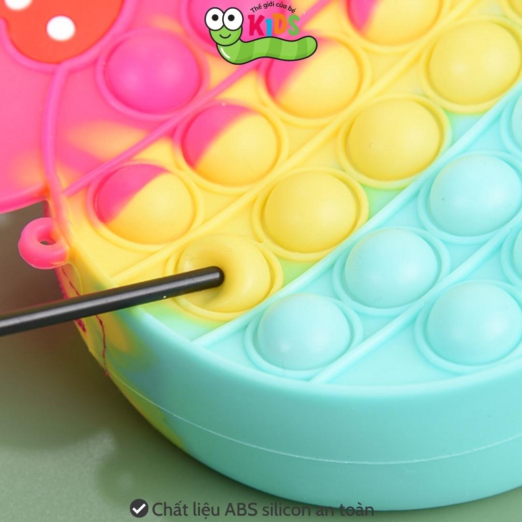 Túi POPIT nơ xinh đeo chéo chất liệu silicon cho bé bóp bong bóng giảm căng thẳng - TÚI TRÒN NƠ nhỏ